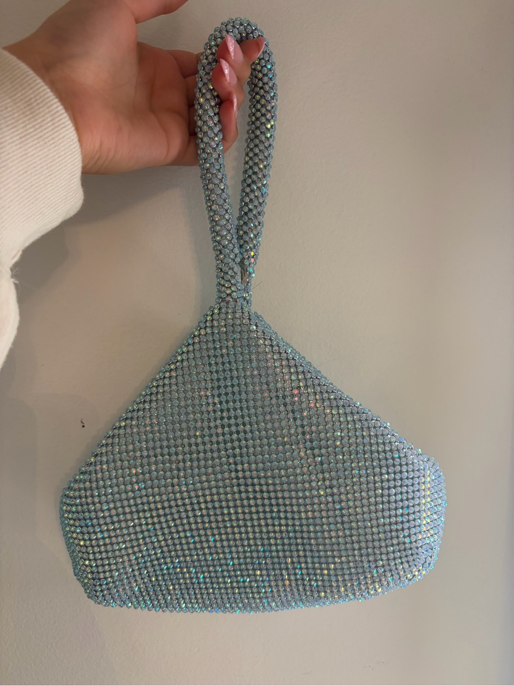 INC International Concepts Iridescent Light Blue Crystal Wristlet
